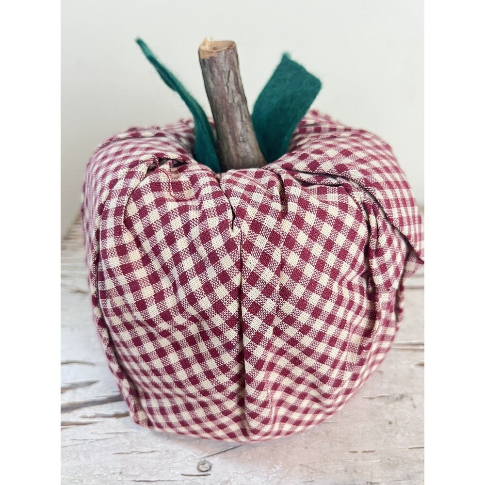 Vintage Primitive Fabric Bark Handmade Apple Fall Autumn Decor Country Home 6”